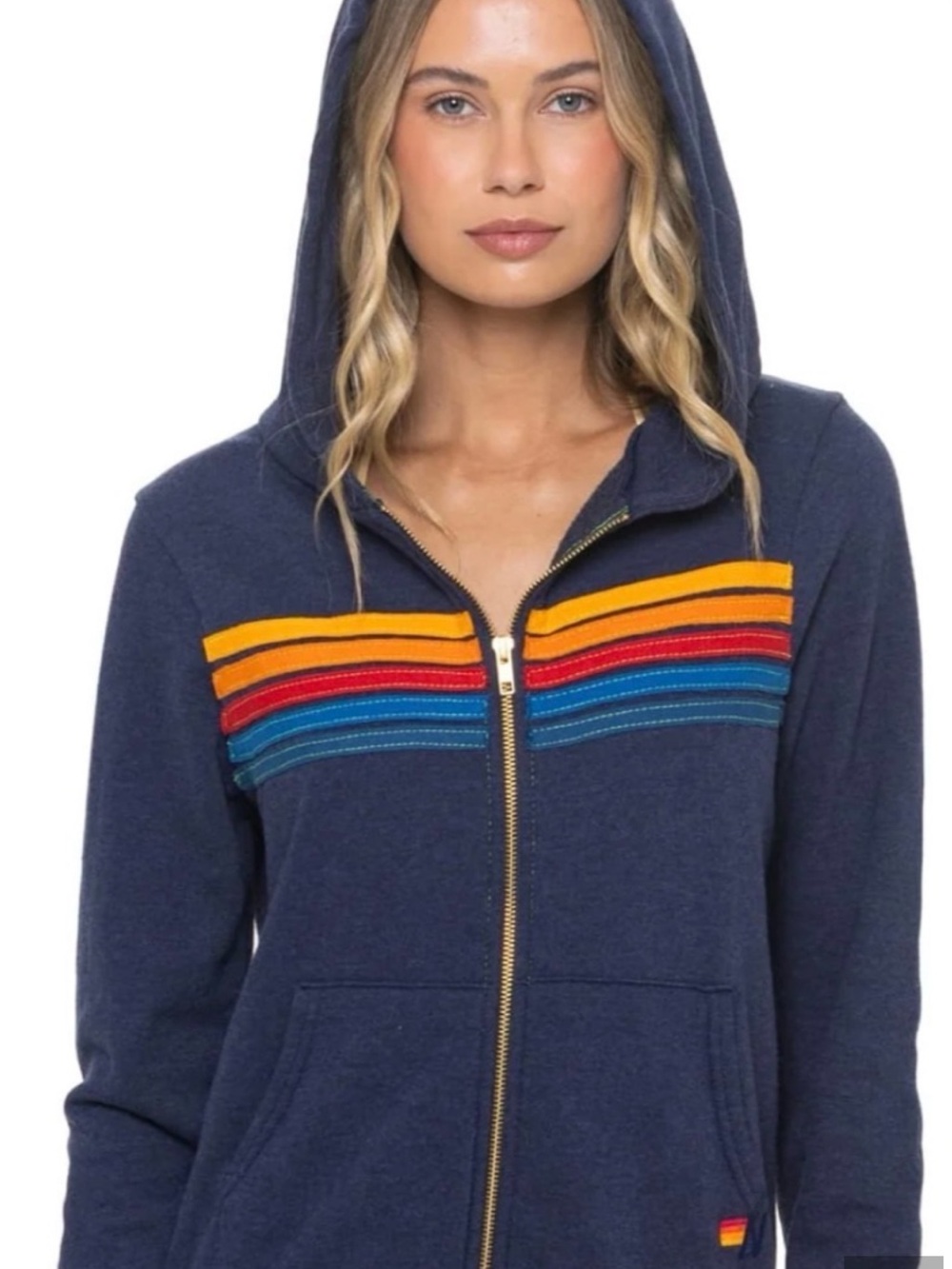 Aviator nation dark blue zip up hoodie